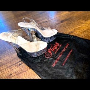 Pleaser clear platform heels